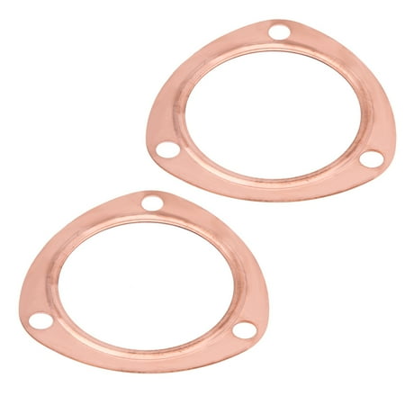 Qiilu 2pcs 3inch Copper Header Exhaust Collector Gaskets Reusable for SBC BBC 302 350 454 383 Exhaust Gaskets